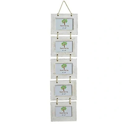 Image of White 6&quot; x 4&quot; Wooden Hanging Multi Photo Frame By Nicola Spring