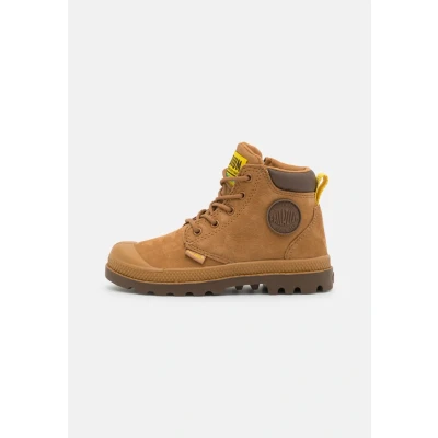Image of Palladium Pampa HI CUFF WP Unisex Laceup ankle boots for kids, Size: 2, Mahogany Suede