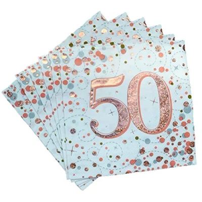 Image of Oaktree Sparkling Fizz 50th Rose Gold 33cm x 3 ply Napkins 16pcs