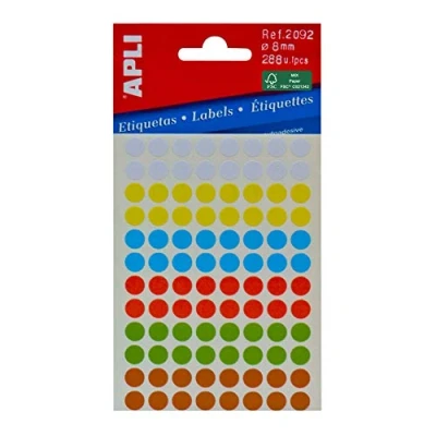 Image of Apli 8mm Diameter Mini Label Assorted Colour (Pack of 288)