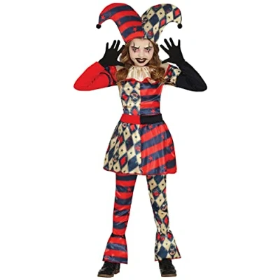 Image of FIESTAS GUIRCA Diamond Harlequin Fancy Dress for Girls Clown Jester Kids Costume Halloween Costumes 7 9 years