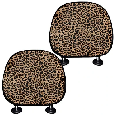 Image of TOADDMOS Classic Leopard Animal Print Universal Headrest Covers Set of 2 Car Seat Head Rest Cover,Auto Decor Accessories