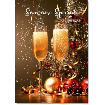Image of doodlecards Someone Special Christmas Card Champagne Large A4 Size for with Plain Envelope