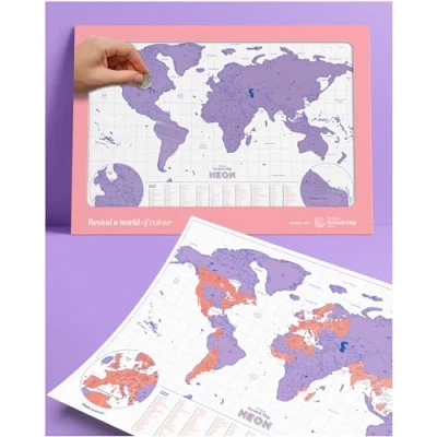 Image of Luckies Scratch Map Neon Travel &amp; Off World To Travels Purple