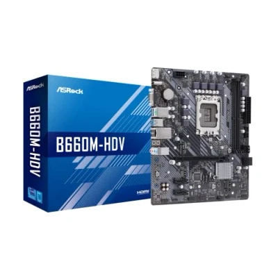 Image of Asrock B660M HDV, Intel B660, 1700, Micro ATX, 2 DDR4, VGA, HDMI, DP, PCIe4, 2x M.2