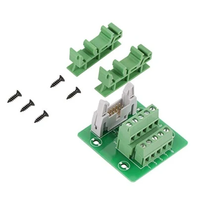 Image of 10Pin Male Header Breakout Board, IDC10P Bracket DIN PLC Interface Board Terminal Block Connector