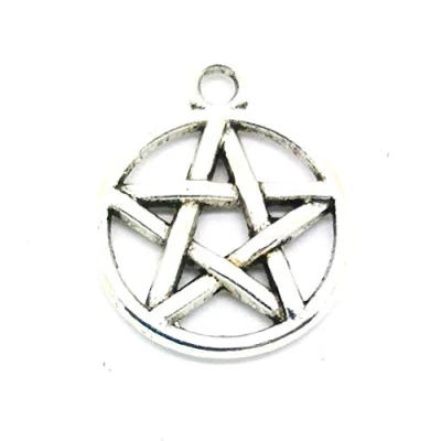 Image of Julz Beads 10 Pentagram Charms 20mm x 17mm Pentacle Pendant Antique Silver Tone