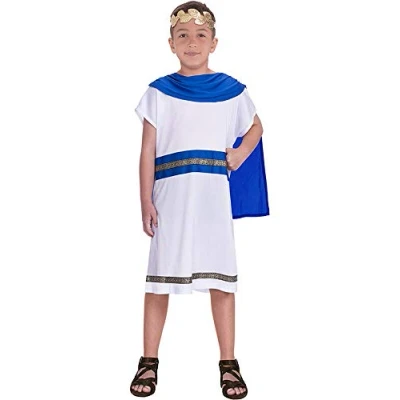 Image of amscan 9906402 Boys Blue Caped Caesar Toga Book Week Fancy Dress Costume Age 6 8 Years