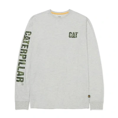 Image of Caterpillar Trademark Banner Long Sleeve T Shirt Cream Heather X Large