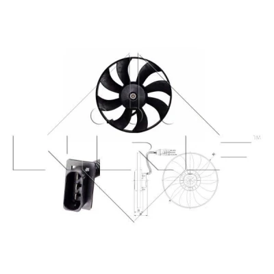 Image of 6Q0959455N Cooling fan NRF 47410 390mm 12V 250W without radiator shroud VOLKSWAGEN: Polo IV Hatchback, SKODA: Fabia 2, SEAT: Ibiza 3