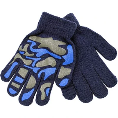 Image of RJM Kids Grippy Camouflage Design Magic Gloves Navy Blue(Size: One Size)
