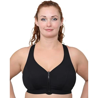 Image of Undercover Ladies Zip Sports Bra LG444 Black 36DD