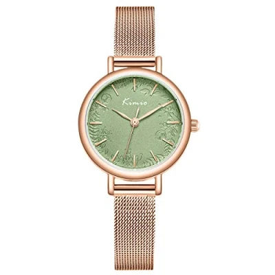Image of RORIOS Women Watches Flower Pattern Dial Analogue Quartz Watch Stainless Steel Mesh Band Elegant Ladies Wristwatches