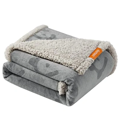Image of Feandrea Waterproof Dog Blanket, Sherpa Fleece Pet Blanket for Small and Medium Dogs, Cats, 127 x 101 cm, L, Machine Washable, Reversible Couch Cover Protector, Grey PPB050G01