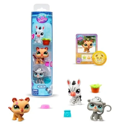 Image of Littlest Pet Shop Bandai Series 2 Trio Tube Zoo Pets Each Contains 3 LPS Mini Toys 1 Accessory Collector Card And Virtual Code Collectable For Girls Boys