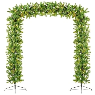 Image of Premier 8ft (2.4m) Tall Prelit Indoor/Outdoor Christmas Tree Arch in Green