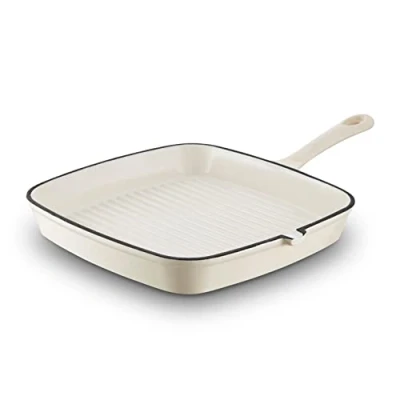 Image of Barbary &amp; Oak Foundry 23cm Cast Iron Grill Pan Camembert Cream