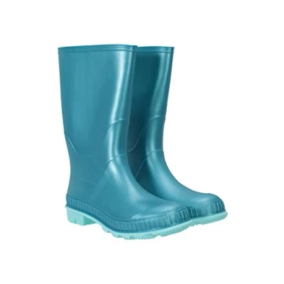 Image of Mountain Warehouse Plain Kids Wellies Waterproof, Soft Jersey Lined Wellington Boots with Gripped Sole For Boys &amp; Girls Spring Summer, Rain, School, Outdoors Light Teal Shoe Size 13