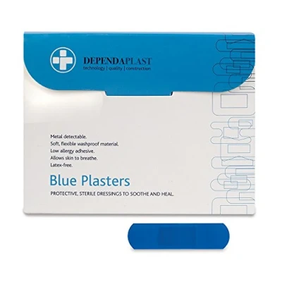 Image of 100x Reliance Medical Blue Food Area Plasters 6cm x 2CM, Box of 100