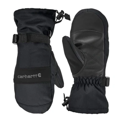Image of Carhartt Girls&#039; Waterproof Insulated Gauntlet Mitt Pair of Gloves, Black, L
