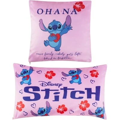 Image of Disney Stitch Cushion Covers Set of 2 Home Decor 50 x 30cm and 35 35cm Women Teenagers Kids Cushions Gifts (Pink Stitch)