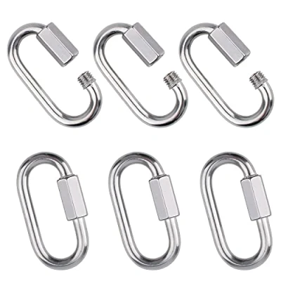 Image of INCREWAY 6 Pieces M5 Quick Chain Links, 304 Stainless Steel D Shape Locking Carabiner Link Connector Keychain Buckle