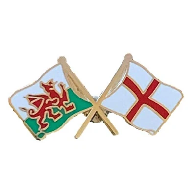 Image of Wales &amp; England Flags Friendship Courtesy Enamel Lapel Pin Badge T276