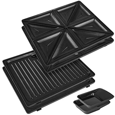 Image of Duronic Spare Plates SM60SP, Interchangeable for WM60 Waffle Maker / SWM60 Snack TWM60 Toastie Maker. Pack includes 2x grill and