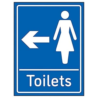 Image of V Safety Womens Toilets Arrow Left 200mm x 300mm Blue Self Adhesive Vinyl