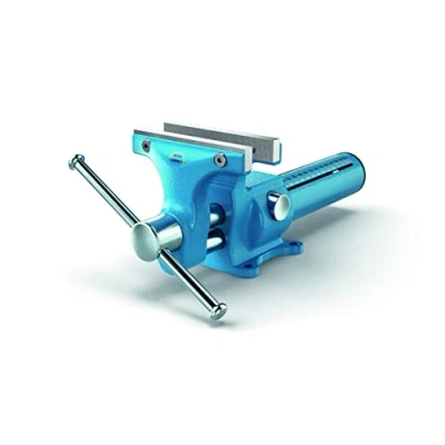 Image of HEUER Compact Clamp Vise, 120mm Backenbreite, 125mm Spann Weite, Alloy Steel, Blue and Silver