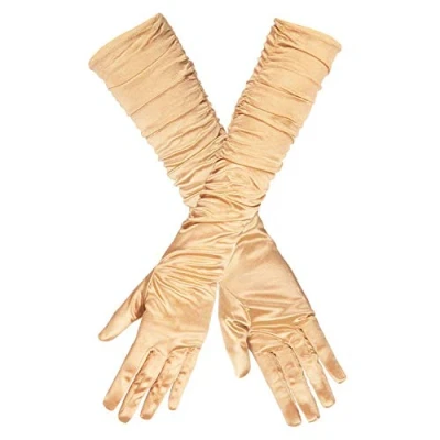 Image of Boland 10102451 03144 Long Gloves Hollywood Satin Effect, Gold, One Size