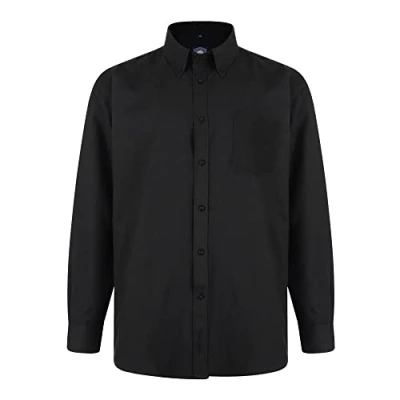 Image of KAM Long Sleeve Shirt for Men Plain Casual Office Wedding Business Basic Button Up Black 3XL