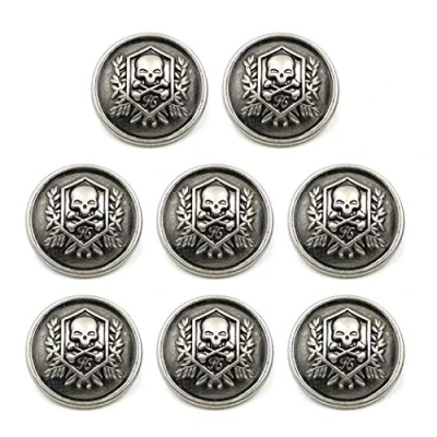 Image of ZoTuoART Metal Buttons with Carved Skull and Crossbone Patterns, Round Sewing Buttons, Replacement for Coats, Suits, Windbreaks Silver 25mm/1&#039;&#039; 8Pcs