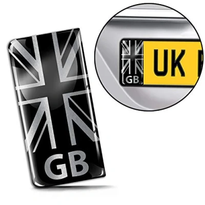 Image of SkinoEu® 2 x 3D Gel Silicone Badge Car Number Plate Self Adhesive Stickers GB UK United Kingdom Union Jack National Flag Silver EU Motorcycle Road Decals QS 28