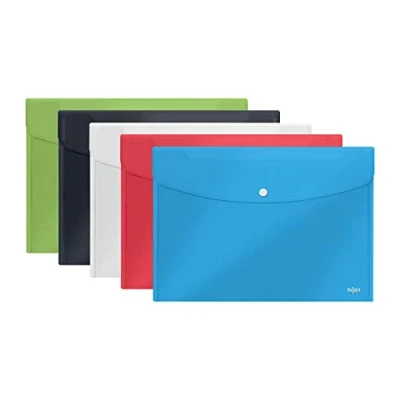 Image of Rexel Choices, 2115672, Popper Wallet, A4/ FC, 25 Sheet Capacity, Pack of 5, Assorted Colours