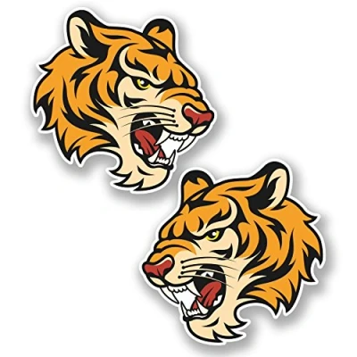 Image of 2 x 10cm Angry Tiger Lion Head Vinyl Sticker Laptop Helmet Car Bike Kids #5695 (10cm 10cm)