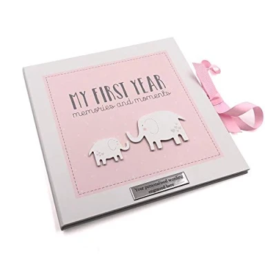 Image of ukgiftstoreonline PERSONALISED BABY GIRL KEEPSAKE RECORD BOOK MY FIRST YEAR