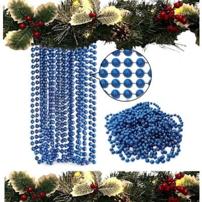Image of 10m Christmas Bead Garland, Luxury Tree &amp; Room Decoration, 8mm Beads, Long Decoration Chain. (Royal Blue)