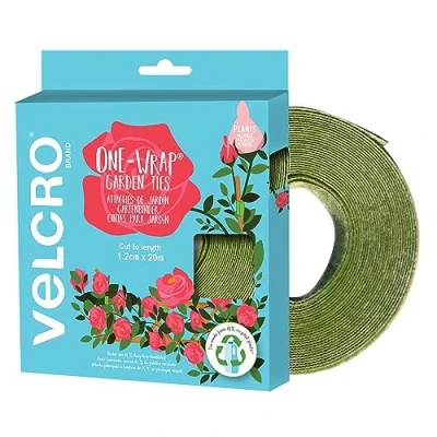 Image of VELCRO Brand ONE WRAP Garden Ties Eco Made from Recycled Plastic 1.2cm x 20m roll Cut to Length Green