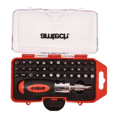 Image of Amtech L1965 38 Piece Stubby Ratchet Screwdriver and bit Set