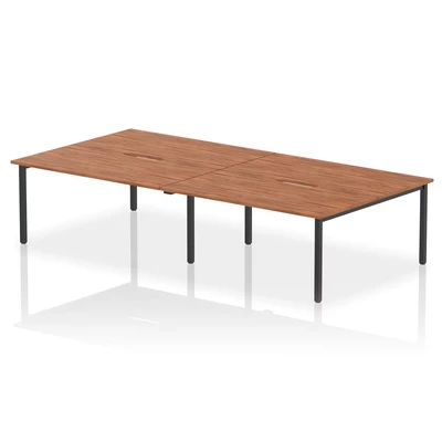 Image of Evolve Plus 1600mm B2B 4 Person Bench Desk Walnut Top Black Frame