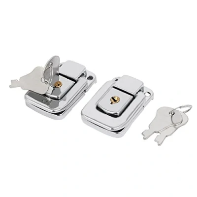 Image of Sourcingmap Toolbox Jewelry Box Toggle Latches Catch Hasp Lock Silver Tone 2pcs w Keys