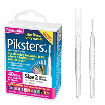 Image of Piksters Interdental Brushes (40 Pack, Size 2 (White))