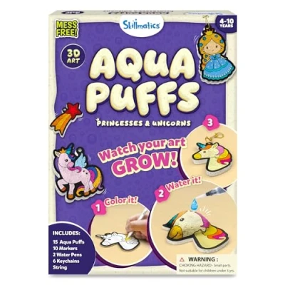 Image of Skillmatics 3D Art Kit Aqua Puffs, Princesses &amp; Unicorns, Mess Free Fun, Magical Craft Activity, Travel Toys, DIY Decor, Creative Gifts for Girls Boys Ages 4, 5, 6, 7, 8, 9, 10