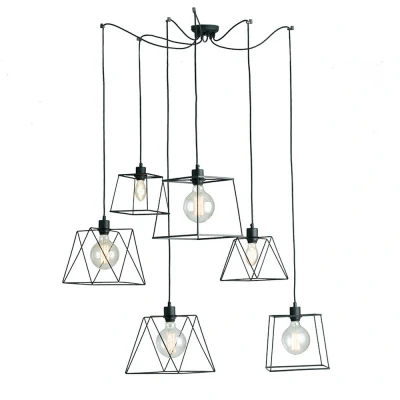 Image of BROOKLYN 6 Light Cluster Pendant Ceiling Black 250cm