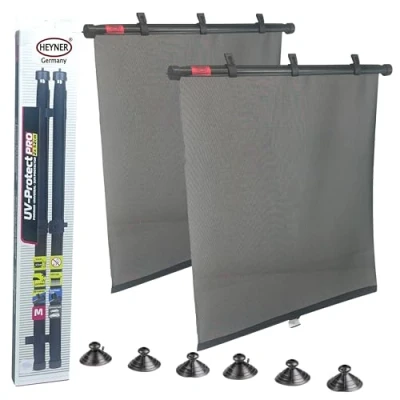 Image of Heyner Car Window Shades Blinds Sunshade Curtains Roller UV Protection Large Size 2x52cm