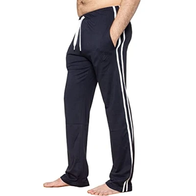 Image of EZLP586 Enzo Mens Lounge Pants Pyjama Bottoms Elasticated Waist Sleep Nightwear Striped Trousers PJ Soft Jersey Loungewear Navy Blue XXL