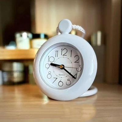 Image of Bathroom Clock, Dual Use Waterproof Alarm Clock Hanging Table Clocks Kitchen Timer Home Decoration