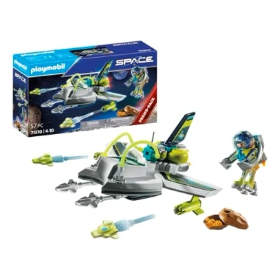 Image of Playmobil 71370 Space Hi Tech Drone, Flight, jet bag and firing cannons, fun imaginative role play, playset suitable for children ages 4+