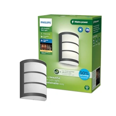 Image of PHILIPS Lighting Python UltraEfficient Outdoor Wall Light, 3.8W, 2700K, Antracite, IP44 Weatherproof
